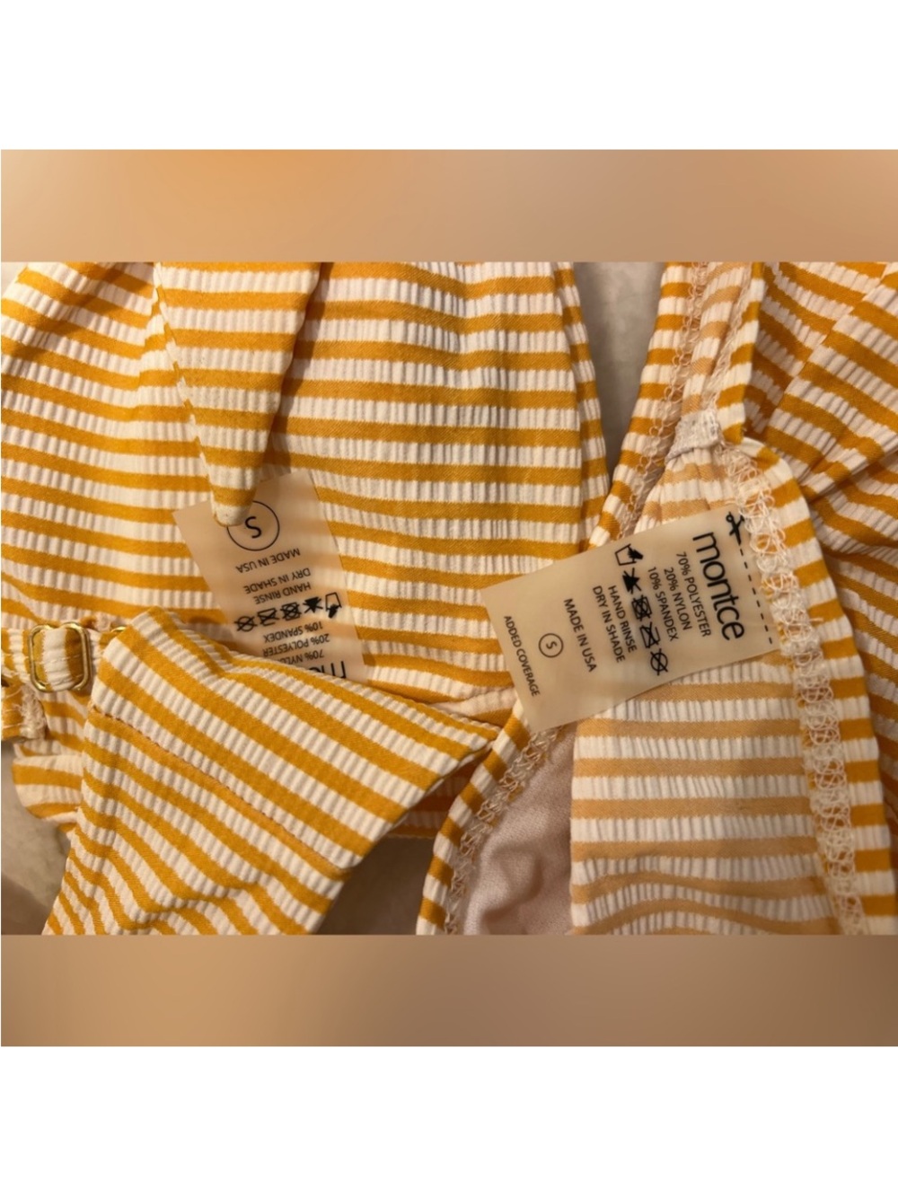 Montce Yellow Canary Stripe Cabana & Lulu Bikini Set, Size S - Picture 8 of 8